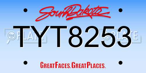 TYT8253 South Dakota License Plate