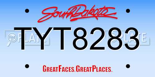 TYT8283 South Dakota License Plate