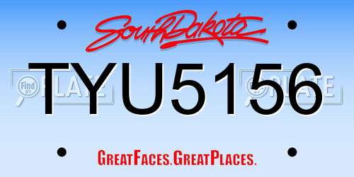 TYU5156 South Dakota License Plate
