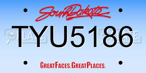 TYU5186 South Dakota License Plate
