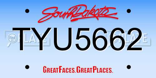 TYU5662 South Dakota License Plate