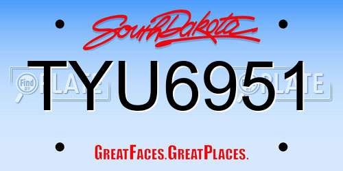 TYU6951 South Dakota License Plate