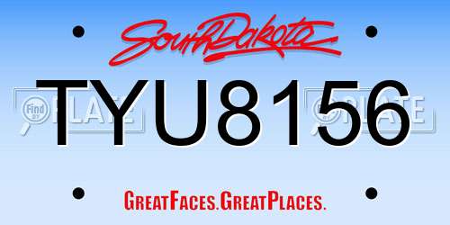 TYU8156 South Dakota License Plate