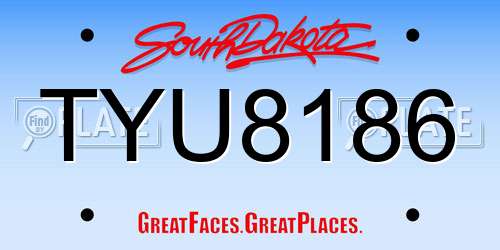 TYU8186 South Dakota License Plate