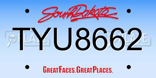 TYU8662 South Dakota License Plate