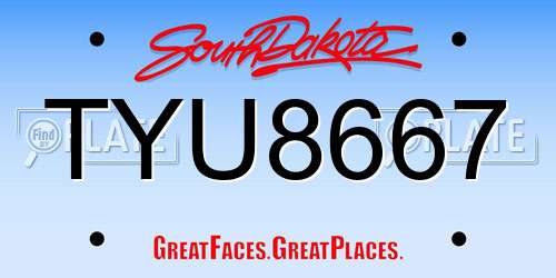 TYU8667 South Dakota License Plate