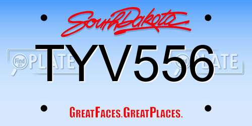 TYV556 South Dakota License Plate