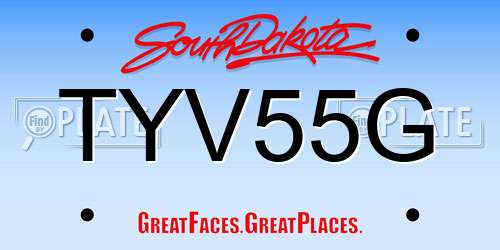 TYV55G South Dakota License Plate