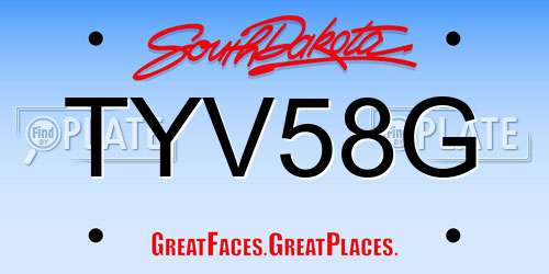 TYV58G South Dakota License Plate