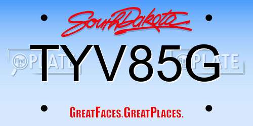 TYV85G South Dakota License Plate