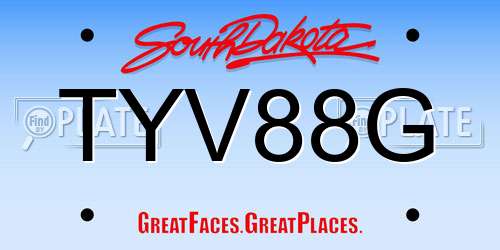 TYV88G South Dakota License Plate