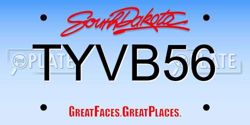 TYVB56 South Dakota License Plate