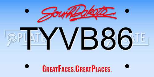 TYVB86 South Dakota License Plate