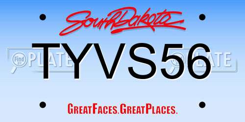 TYVS56 South Dakota License Plate