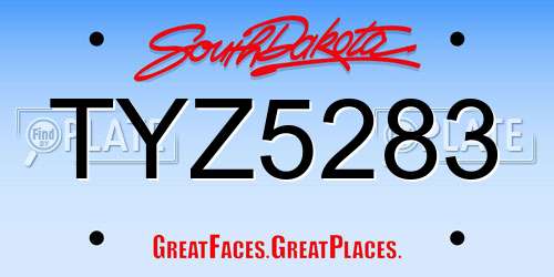 TYZ5283 South Dakota License Plate