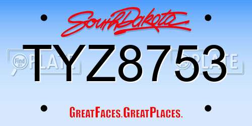 TYZ8753 South Dakota License Plate