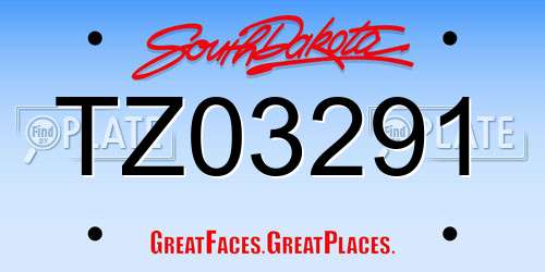 TZ03291 South Dakota License Plate