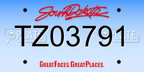TZ03791 South Dakota License Plate