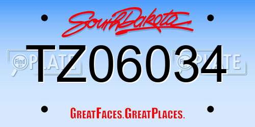 TZ06034 South Dakota License Plate
