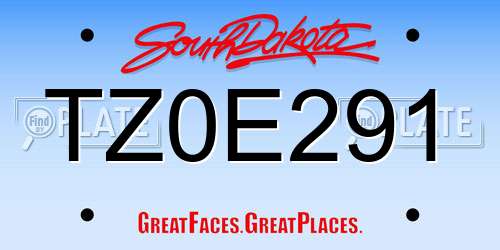 TZ0E291 South Dakota License Plate