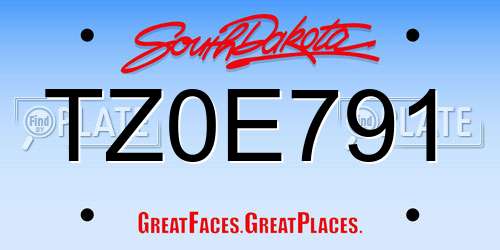 TZ0E791 South Dakota License Plate