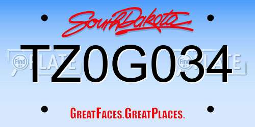TZ0G034 South Dakota License Plate