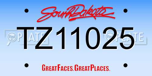 TZ11025 South Dakota License Plate