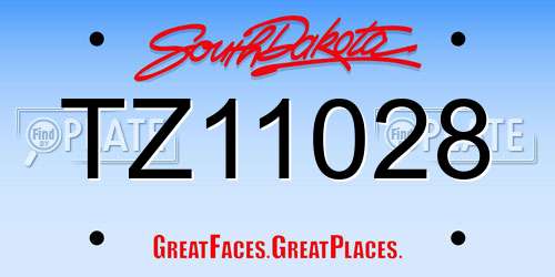 TZ11028 South Dakota License Plate