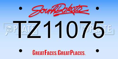 TZ11075 South Dakota License Plate