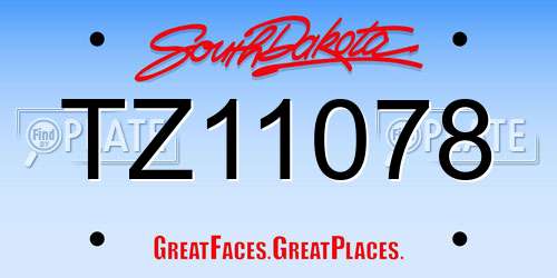 TZ11078 South Dakota License Plate