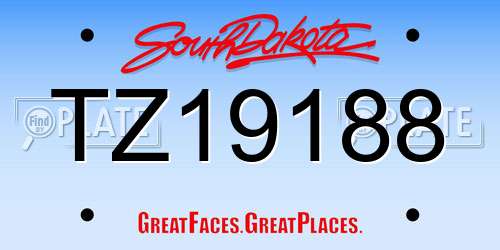 TZ19188 South Dakota License Plate