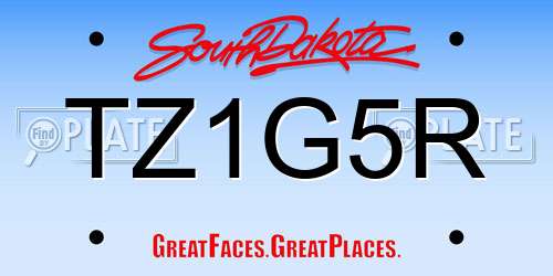 TZ1G5R South Dakota License Plate