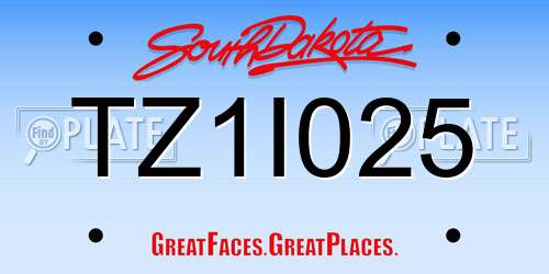 TZ1I025 South Dakota License Plate