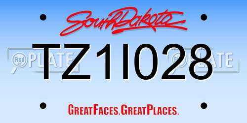 TZ1I028 South Dakota License Plate