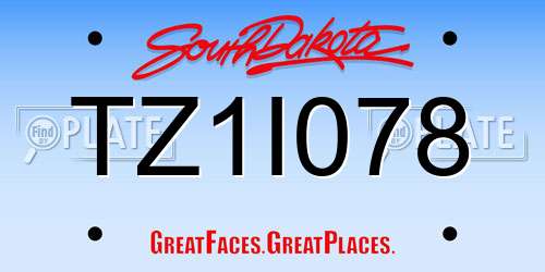 TZ1I078 South Dakota License Plate