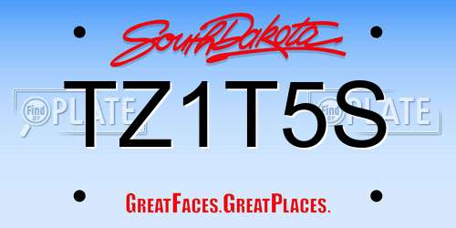 TZ1T5S South Dakota License Plate