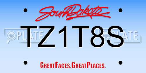 TZ1T8S South Dakota License Plate