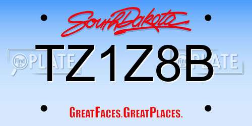 TZ1Z8B South Dakota License Plate
