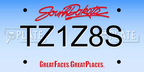 TZ1Z8S South Dakota License Plate