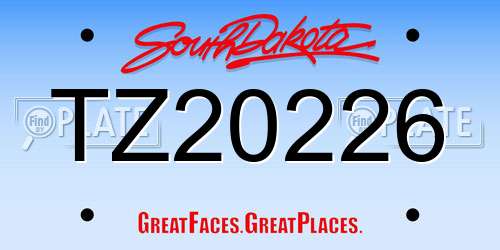 TZ20226 South Dakota License Plate