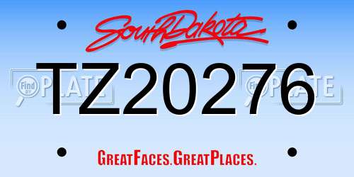 TZ20276 South Dakota License Plate