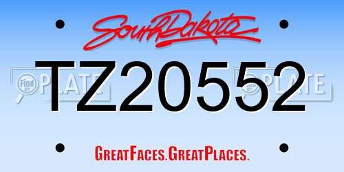 TZ20552 South Dakota License Plate