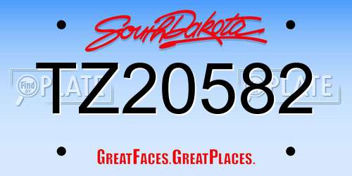 TZ20582 South Dakota License Plate