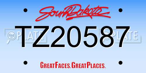 TZ20587 South Dakota License Plate