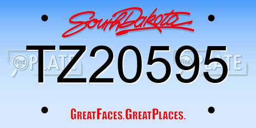TZ20595 South Dakota License Plate