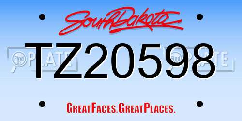TZ20598 South Dakota License Plate