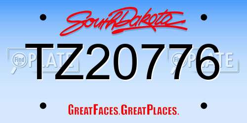 TZ20776 South Dakota License Plate