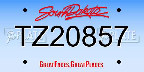 TZ20857 South Dakota License Plate