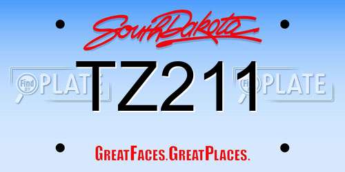 TZ211 South Dakota License Plate