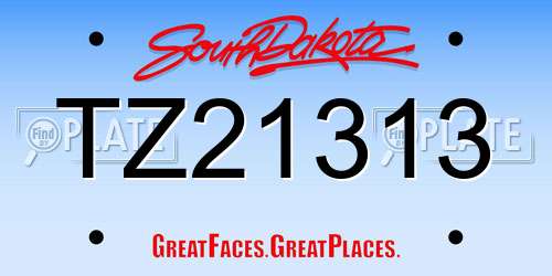 TZ21313 South Dakota License Plate